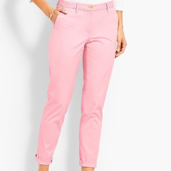 Talbots Girlfriend Chino Size 14 Pink NEW Ankle Cotton Spring Summer Casual - Picture 1 of 4